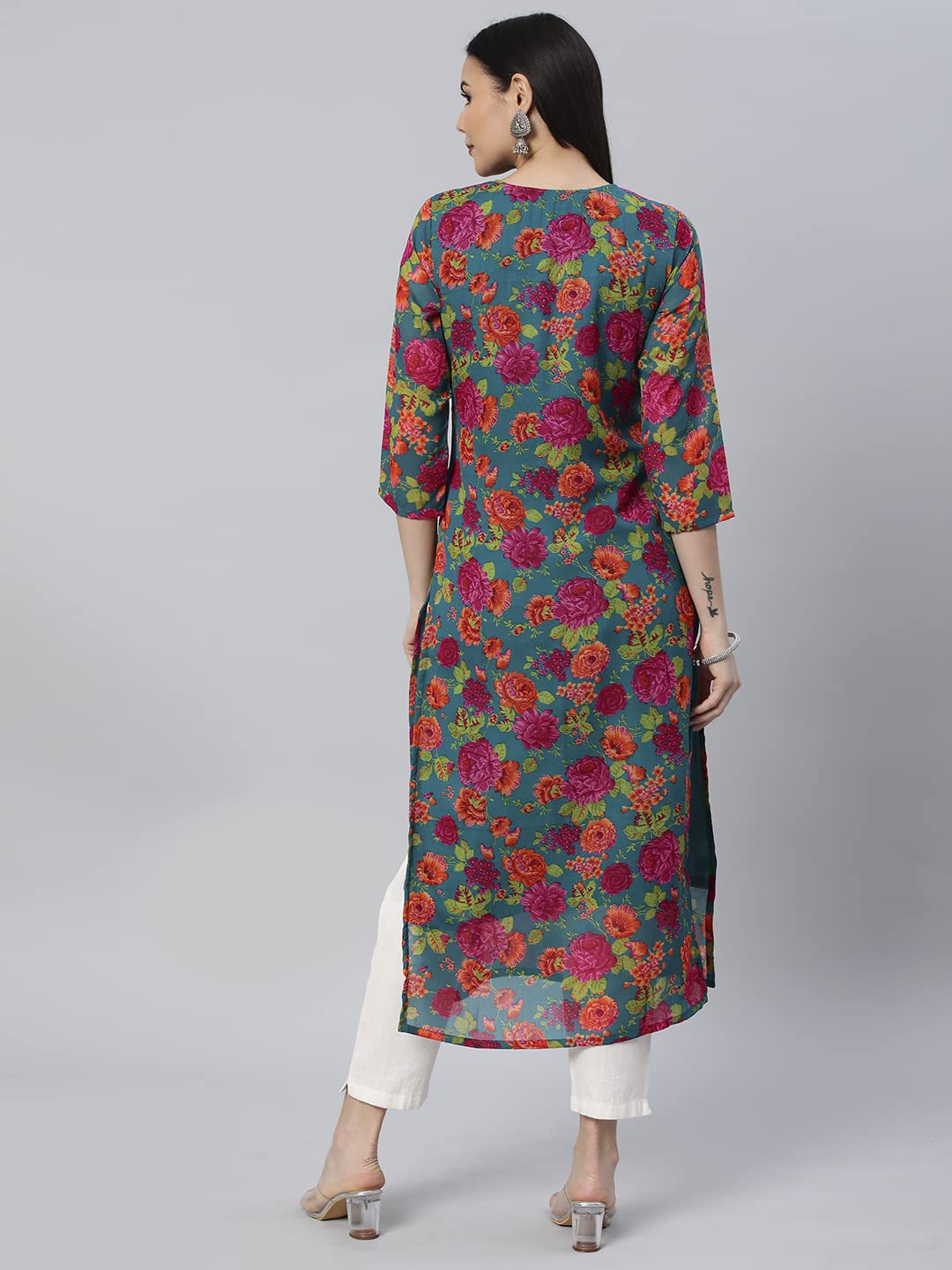 Anni Designer Women'S Cotton Blend Straight Fit Straight Kurta