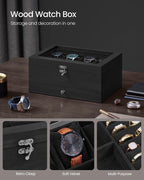 SONGMICS 8-Slot Watch Box, 2-Tier Display Case With Large Glass Lid, Removable Pillows, Velvet Lining, Jewelry Box, Gift Idea, I