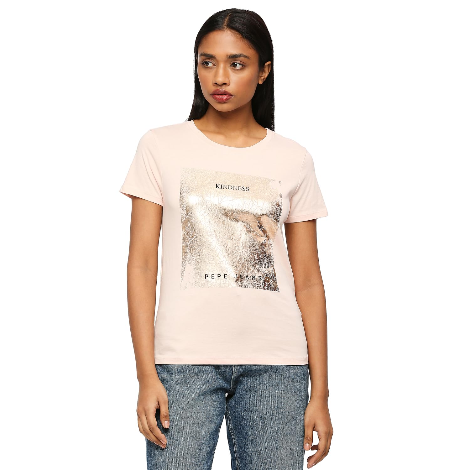 Pepe Jeans WomenS Regular Fit Foil Printed T-Shirts