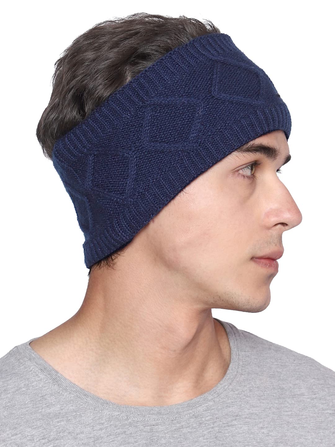 Gajraj Unisex Knitted Woolen Headband Earwarmer Earmuffs For Men And Women (Navy) 11
