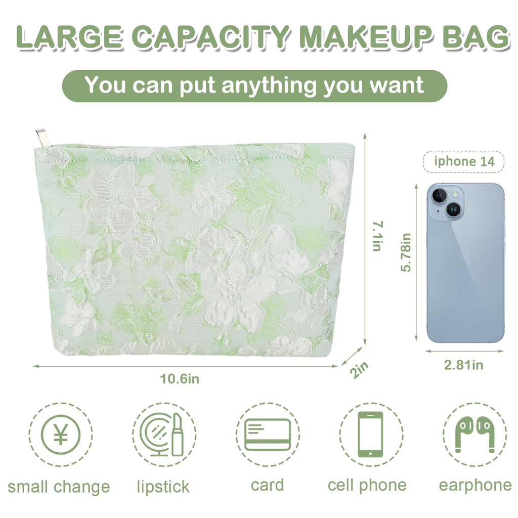 ZLFSRQ Flower Makeup Bag for Women Girls Teens Travel Cute Floral Cosmetic Bags Large Zipper Cosmetic Pouch for Purse Portable