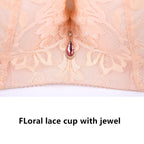 ESETAY Plus Size Push up Bra 44C Beige Breathable Oversized Deep V Padded Underwire Bra for Women