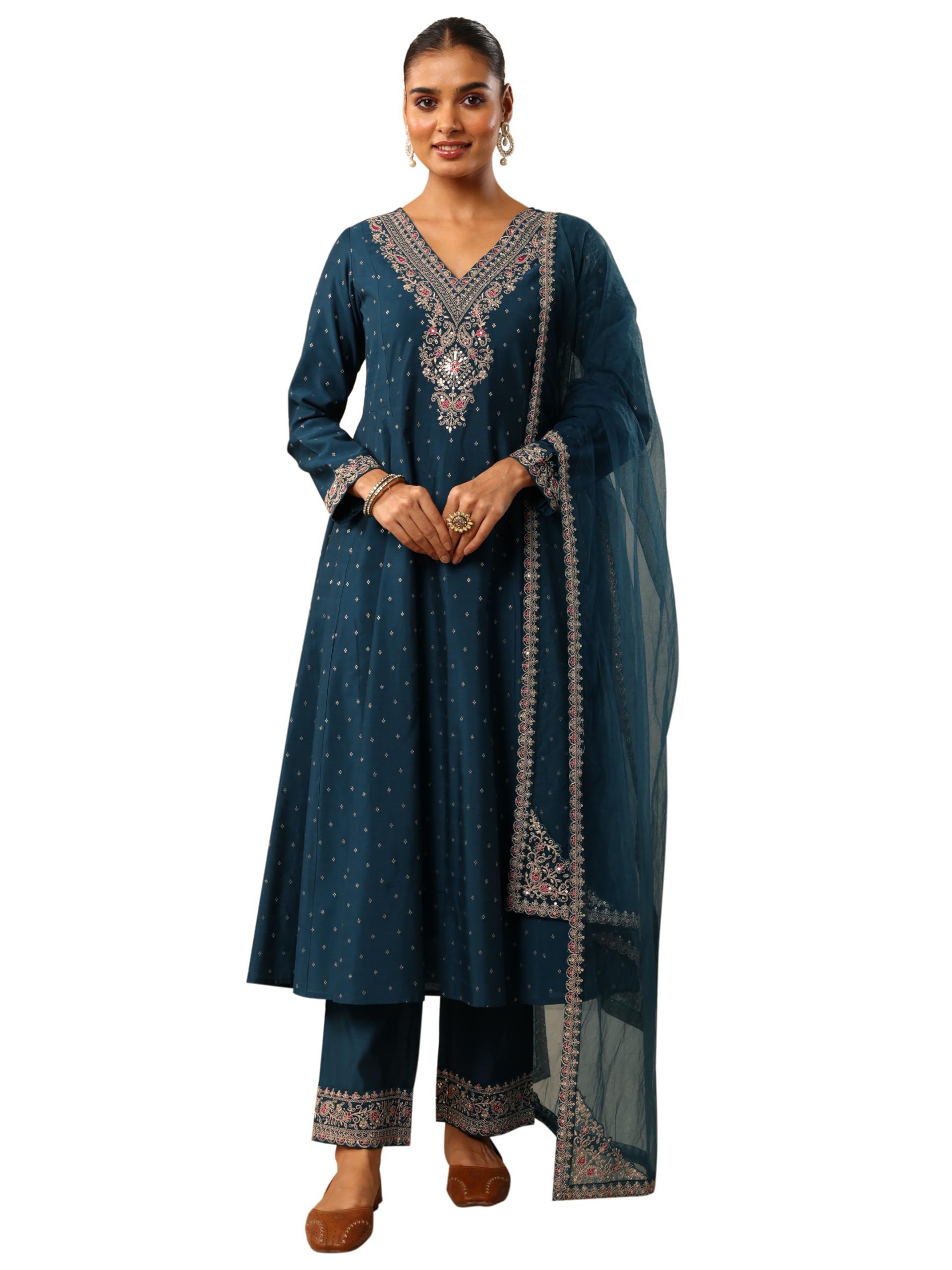 Gerua by libas Solid Silk blend Anarkali Kurta set for Women (49987M)