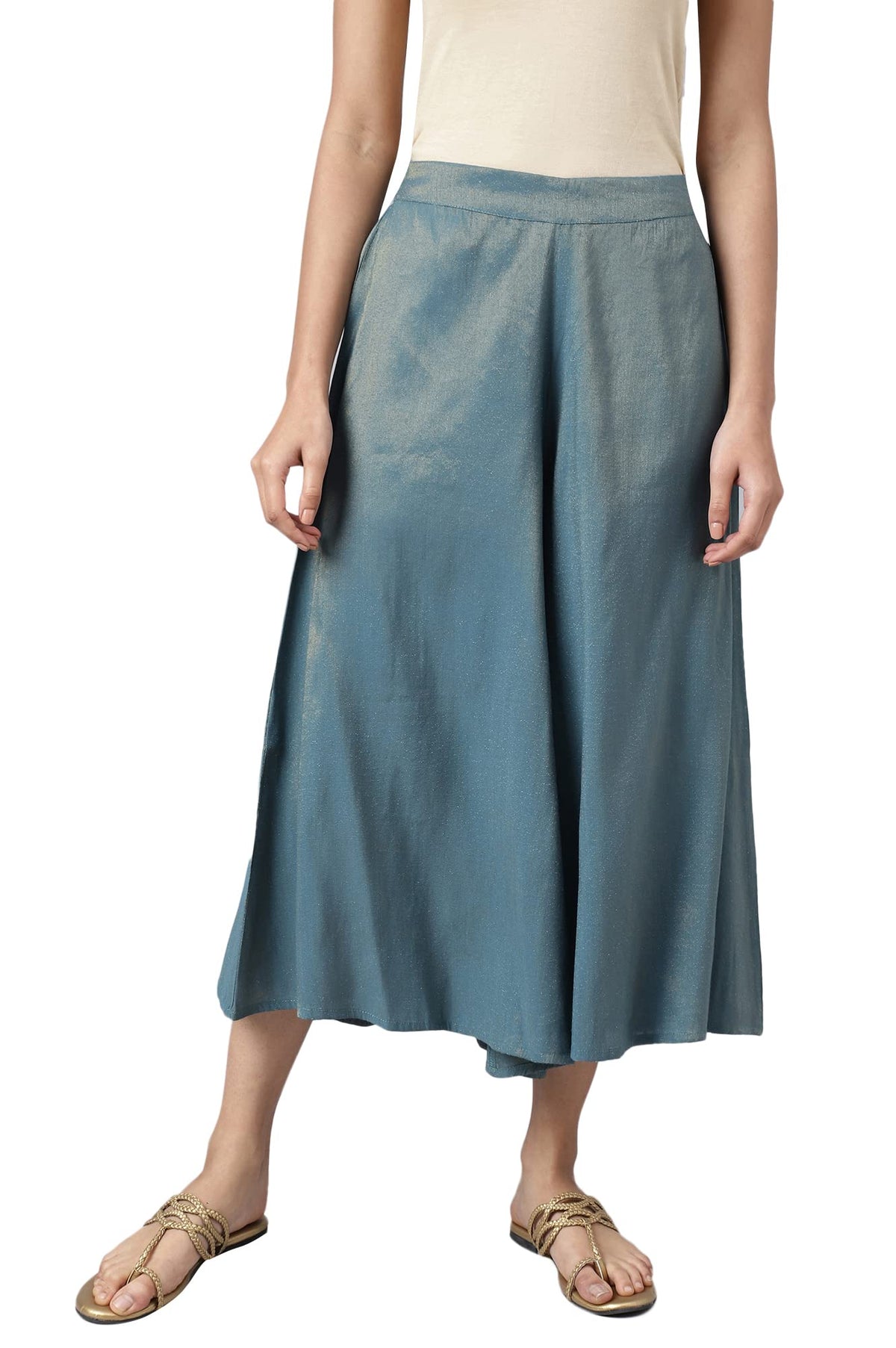 Aurelia WomenS Rayon Regular Culottes (22Aua60122_Blue,Xxxx-Large