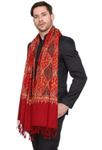 Weavers Villa Mens Matka Embroided Cashmilon Gents Shawls, Stoles, Muffler for Men, 70cm x 200cm