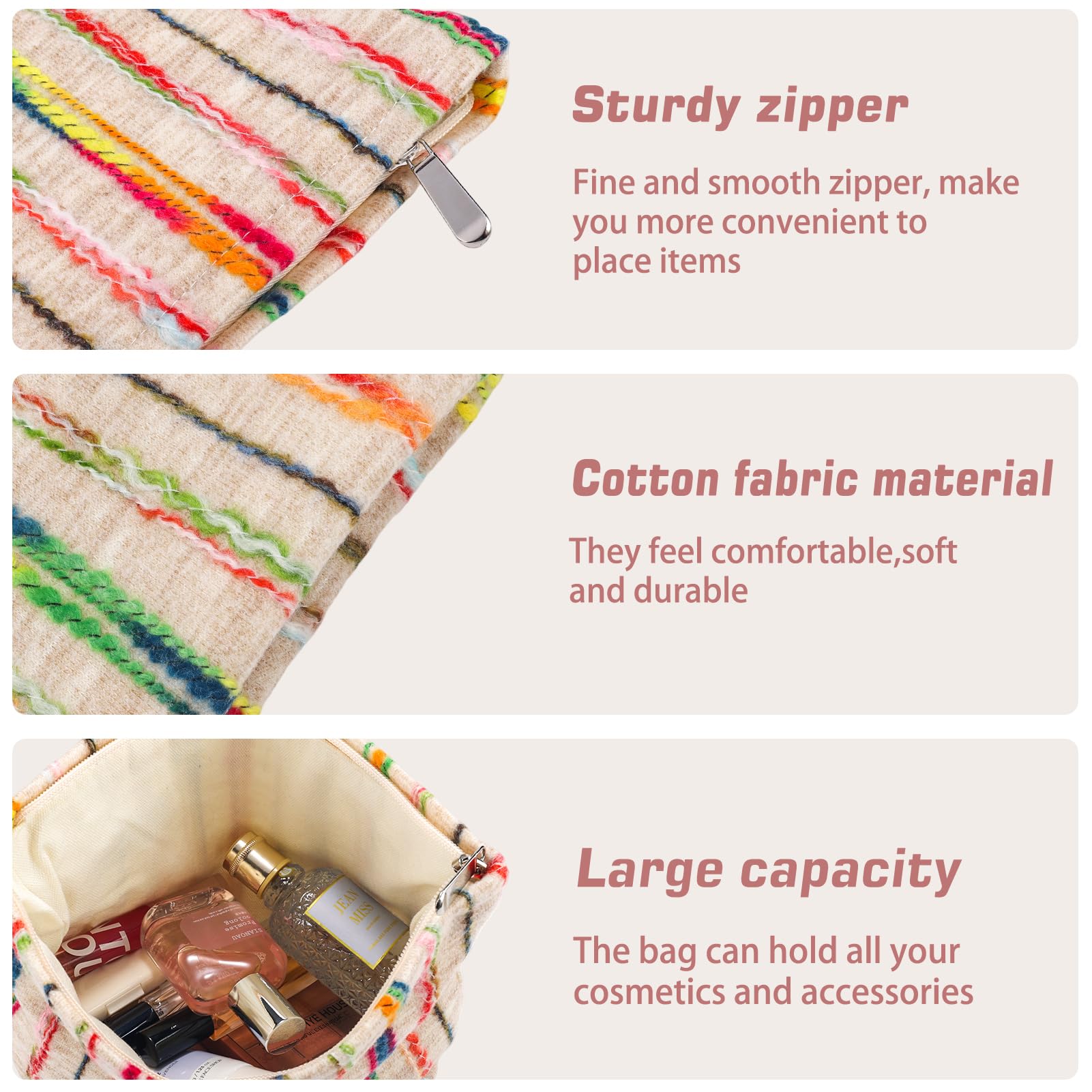 ZLFSRQ Makeup Bag Travel Cute Cosmetic Bag for Women Large Capacity Rainbow Makeup Pouch Zipper Cosmetic Pouch for Purse Aesthet