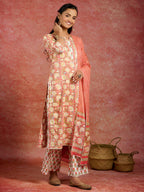 Libas WomenS Pure Cotton Kurta Sets (34797_Peach