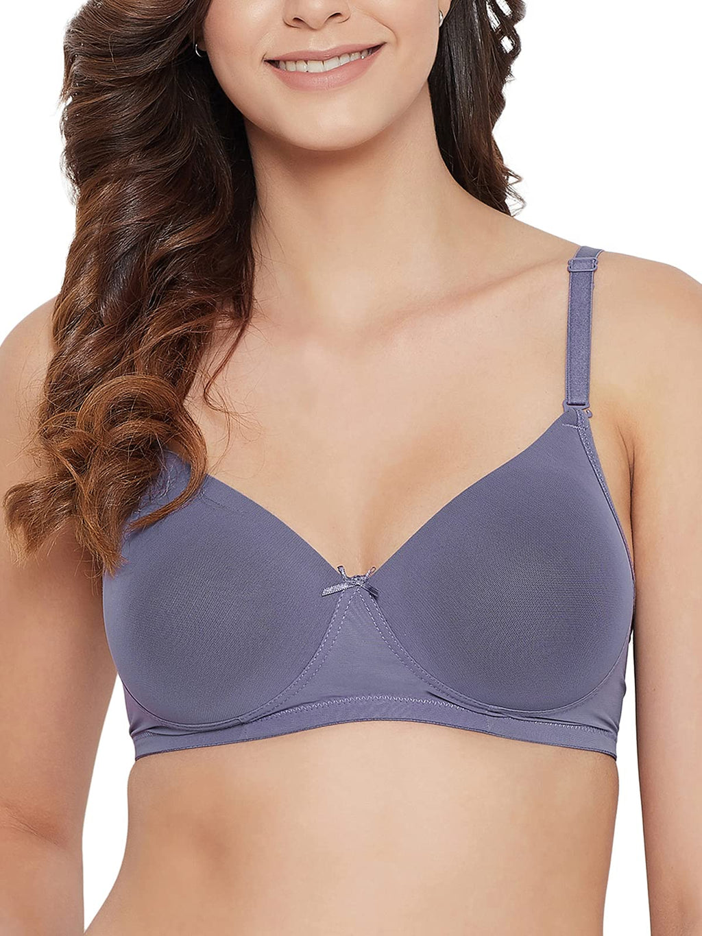 Clovia WomenS Lace Padded Non-Wired Full Cup Self-Printed Multiway T-Shirt Bra (Br1480F12_Purple_36E)