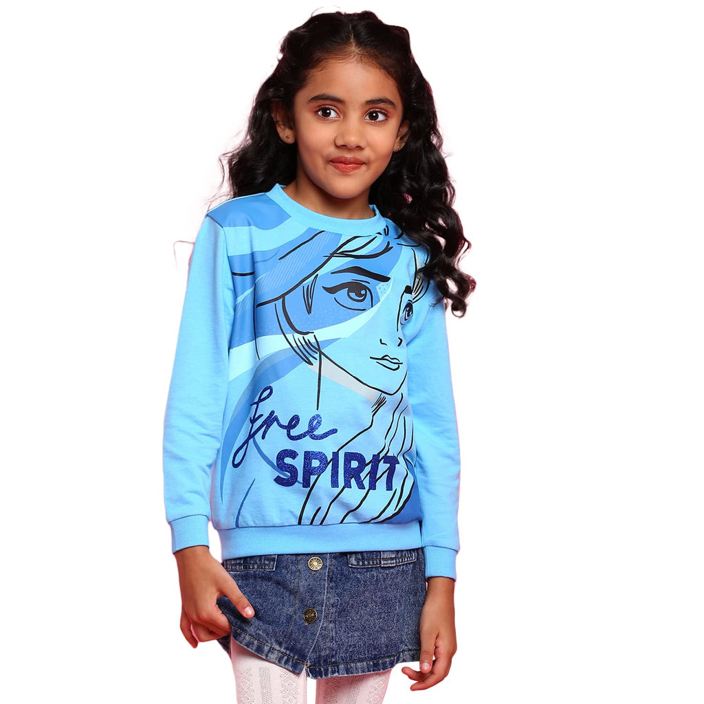 Bon Organik GirlS Cotton Hooded Neck Sweatshirt (Bon9159_Blue1_6-7Y) Blue