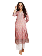 Libas WomenS Crepe Printed Straight Kurta (26535_Pink