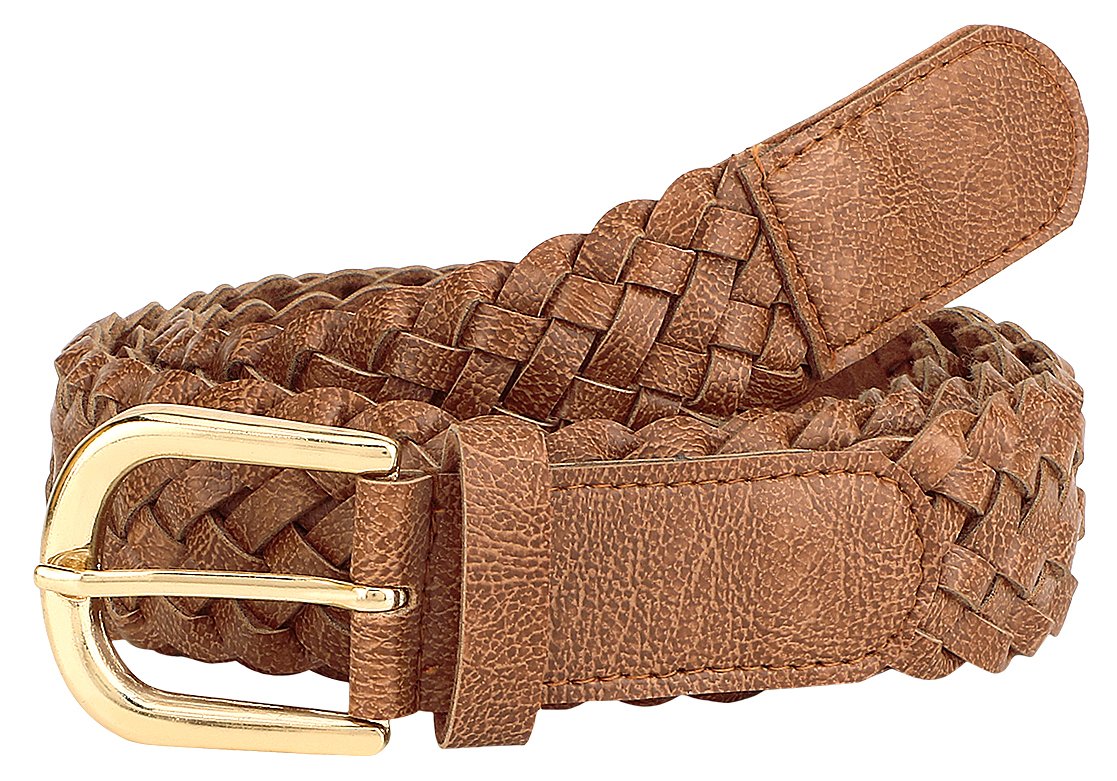 Jainsons Artificial Leather Casual Brown Braided Belt For Women 28