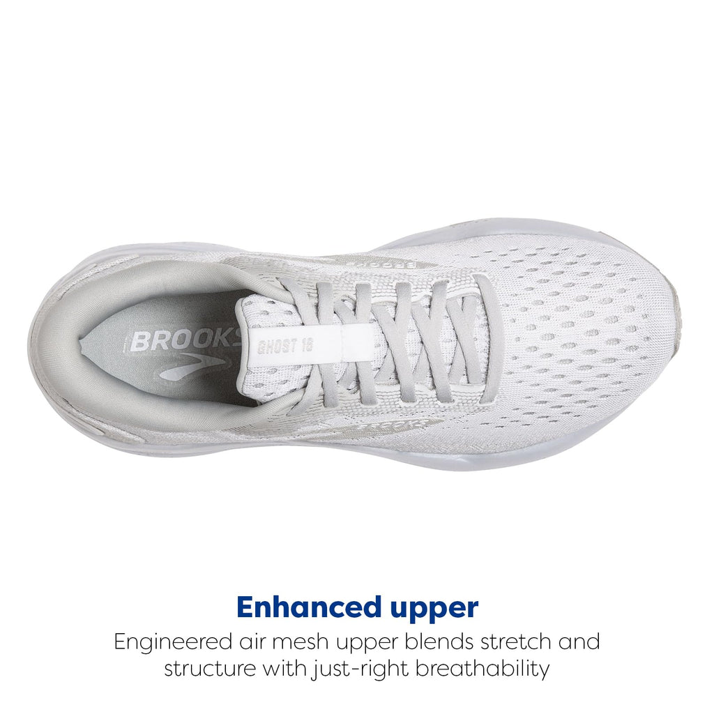 Brooks Women's, Ghost 16 Running Shoe White/White/Grey