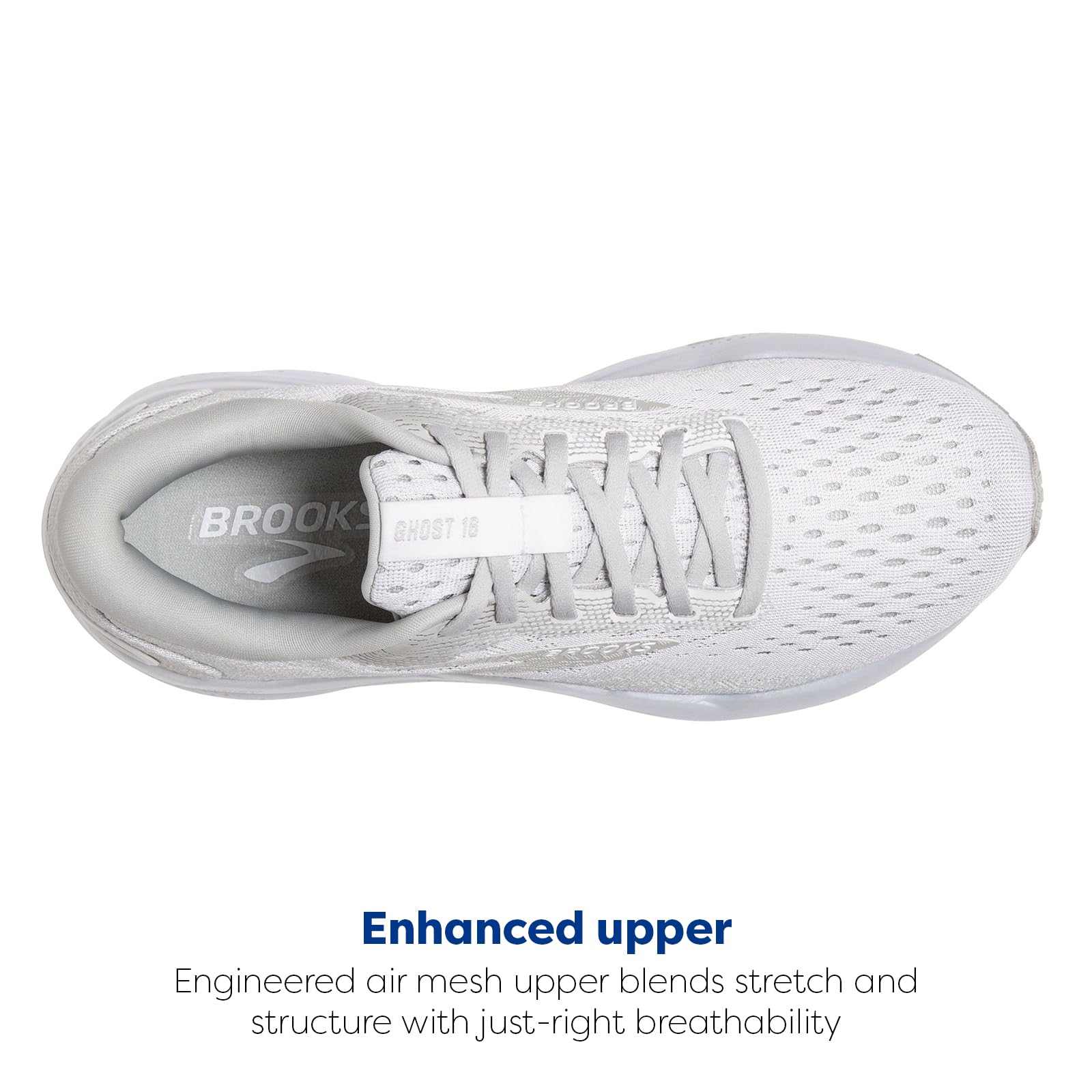 Brooks Women's, Ghost 16 Running Shoe White/White/Grey