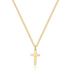 Joxevyia Small Cross Necklace for Boy 14K Gold Filled Stainless Steel Cross Pendant with Cuban Chain Necklace Simple Faith Jewel