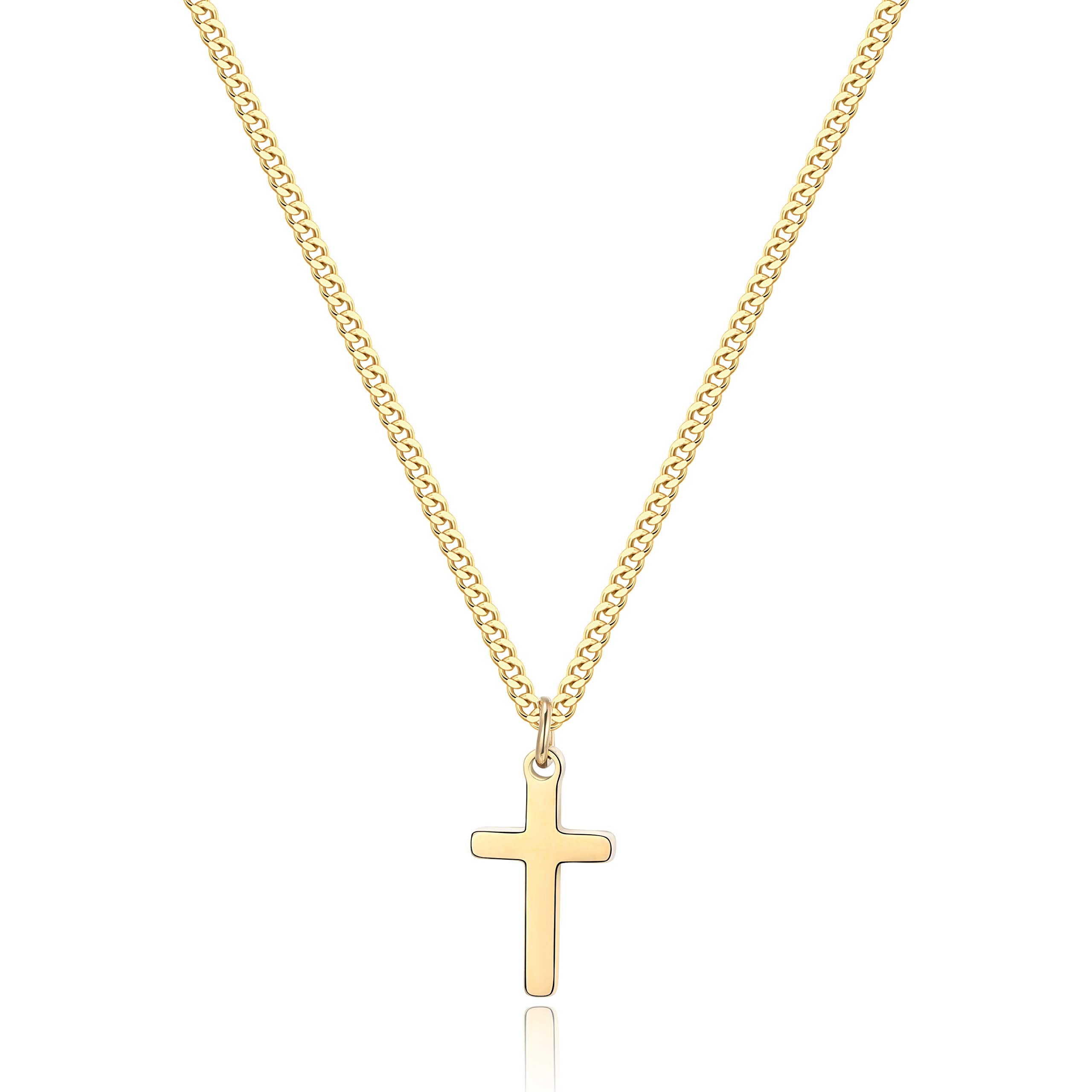 Joxevyia Cross Necklace for Men 14K Gold Filled Stainless Steel Small Cross Pendant with Cuban Chain Necklace Simple Faith Jewel