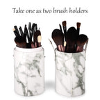 Makeup Brush Holder Travel Brushes Case Bag Cup Storage Dustproof for Women (Marble)
