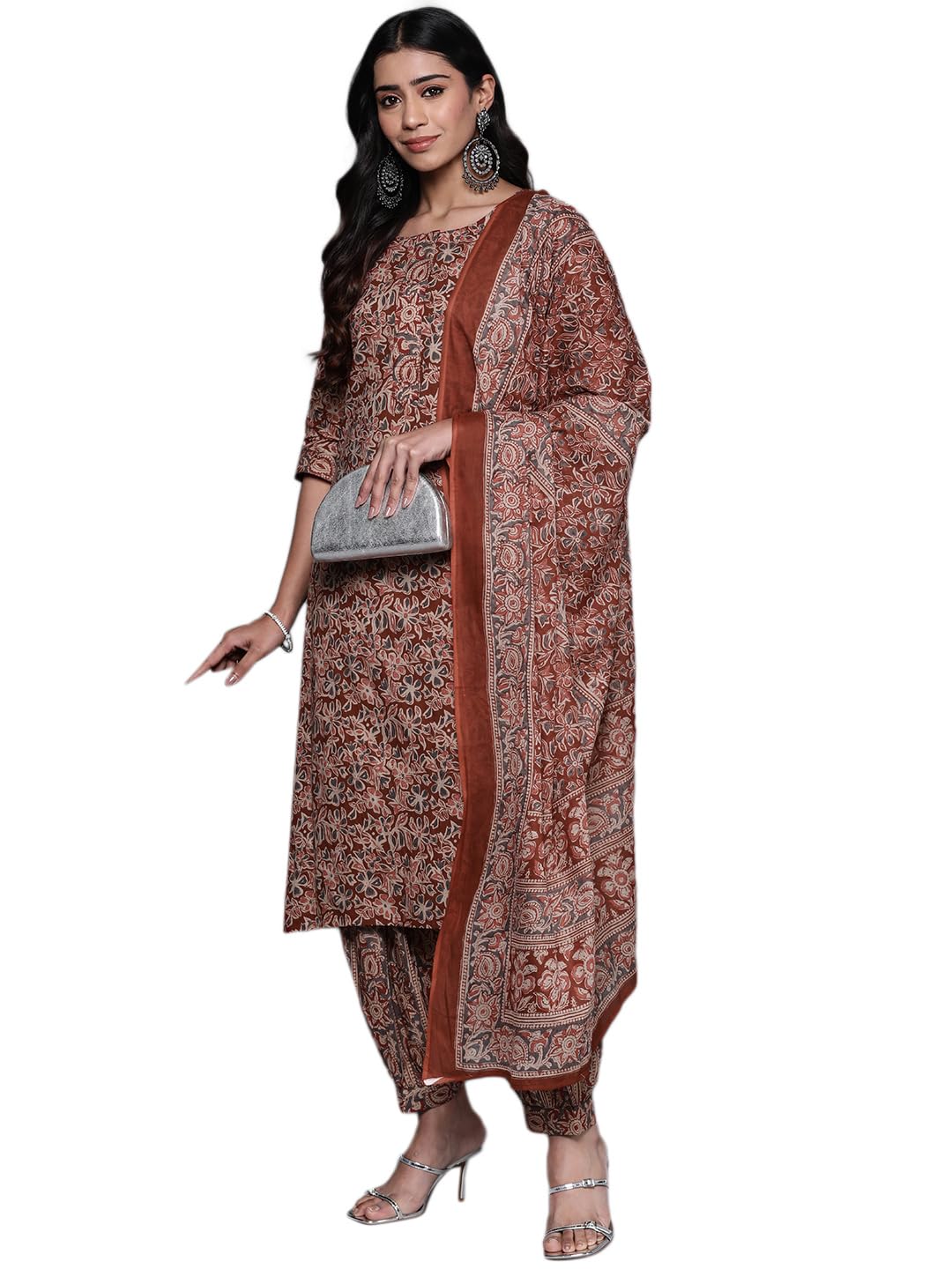 Libas Printed Pure Cotton Straight Kurta With Salwar And Dupatta-400459Cl