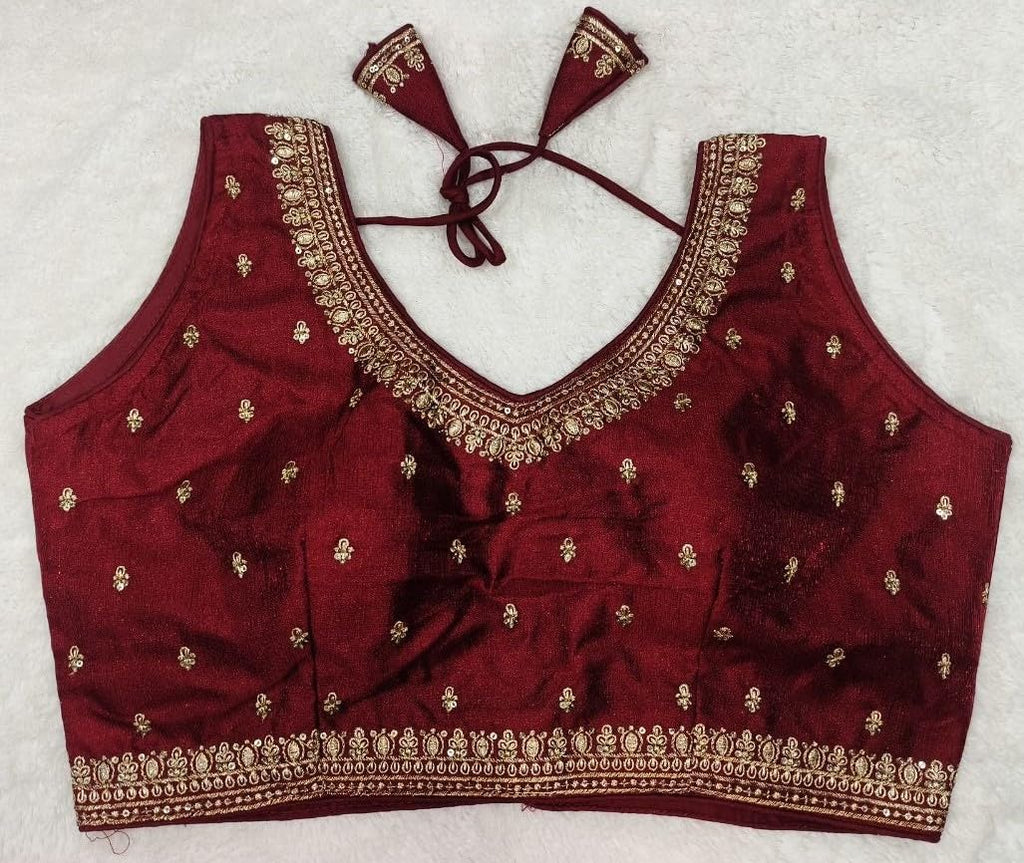 Pujia Mills WomenS Indian Ethnic Wear Designer Golden Zari Embroidery With Sequence Work V Neck Sleeveless Readymade Worked Sar