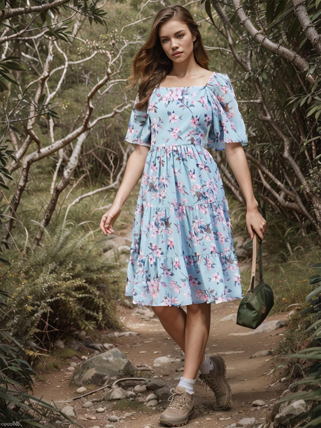 Rare WomenS Polyester Fit And Flare Above The Knee Dress (Ep7532Ant_Blue