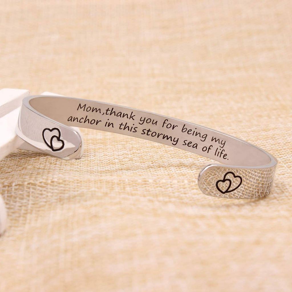 Btysun Mom Gifts for Christmas Inspirational Bracelets for Women Thanksgiving Gift Mother Birthday Gifts for Mom Cuff Bracelet M