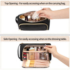 CUBETASTIC Makeup Bag, Small Cosmetic Bag with Makeup Brush Comparment, 2 in 1 Cute Make Up Organizer Pouch for Women Girls, Por
