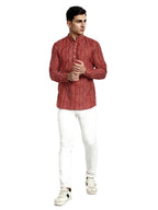 Vardha MenS Cotton Printed Short Kurta With Comfortable Fit And Simple Style And Regular Look | Kurta For Men Maroon