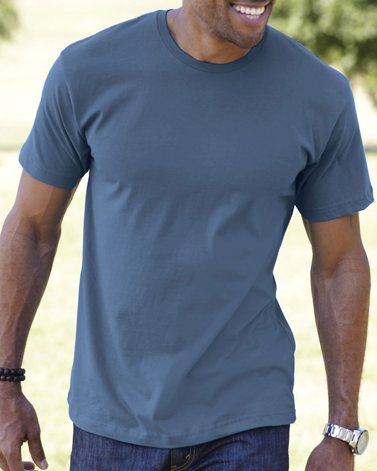 LAT Mens Fine Jersey Short Sleeve Tee (6901), Indigo, Medium