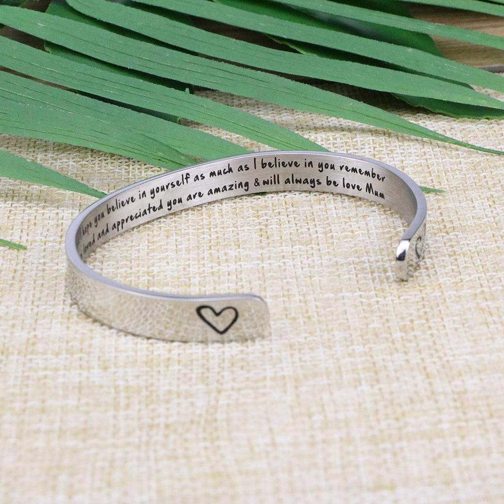 Daughter Bracelets from Mom Wide Cuff Bangle Message Engraved Christmas Gifts for Her