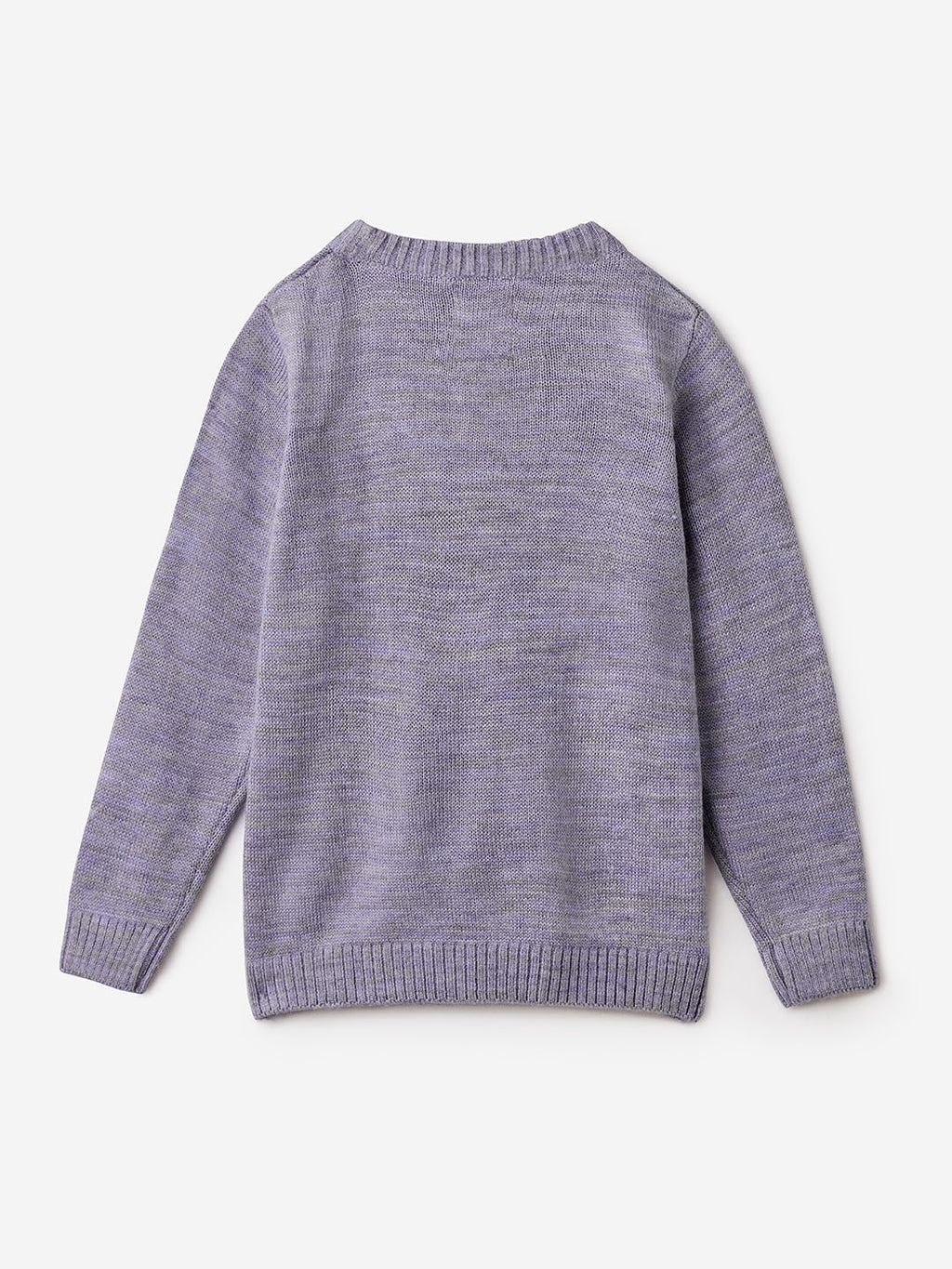 The Souled Store Cosmic Sky Girls Crew Neck Long Sleeve Purple Embroidered Regular Fit Sweaters Girls Knit Sweaters for Kids Ch