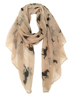 E-Clover Herebuy Cool Animal Print Scarves: Fashionable Horse Print Scarf for Women Mother's Day Gift (Brown&Black)