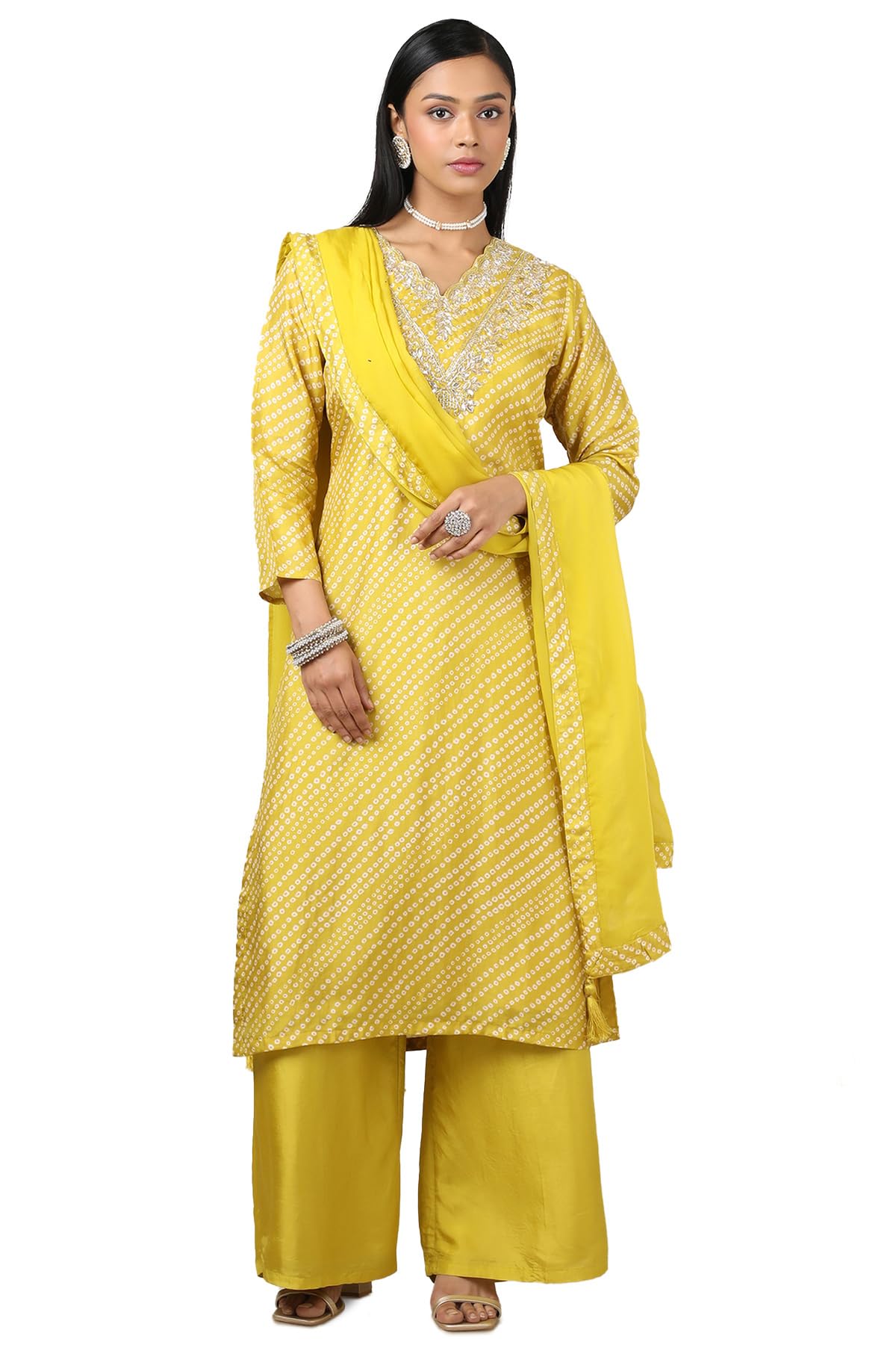Soch Women Dola Silk Bandhani Chudidar Set with Zardosi