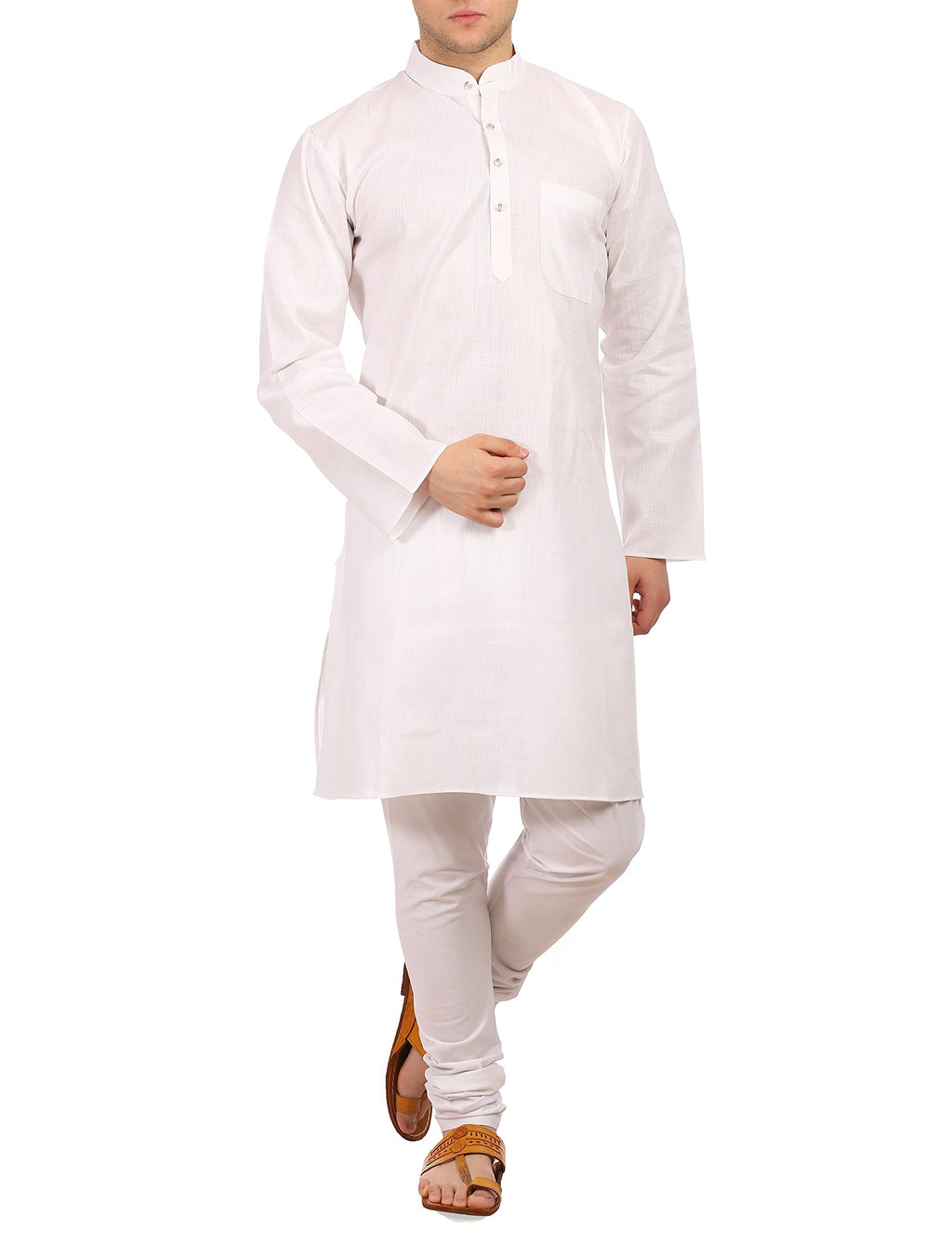 Wintage Men'S Cotton Silk Festive And Casual White Kurta Churidar Pajama Pyjama