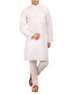 Wintage Men'S Cotton Silk Festive And Casual White Kurta Churidar Pajama Pyjama