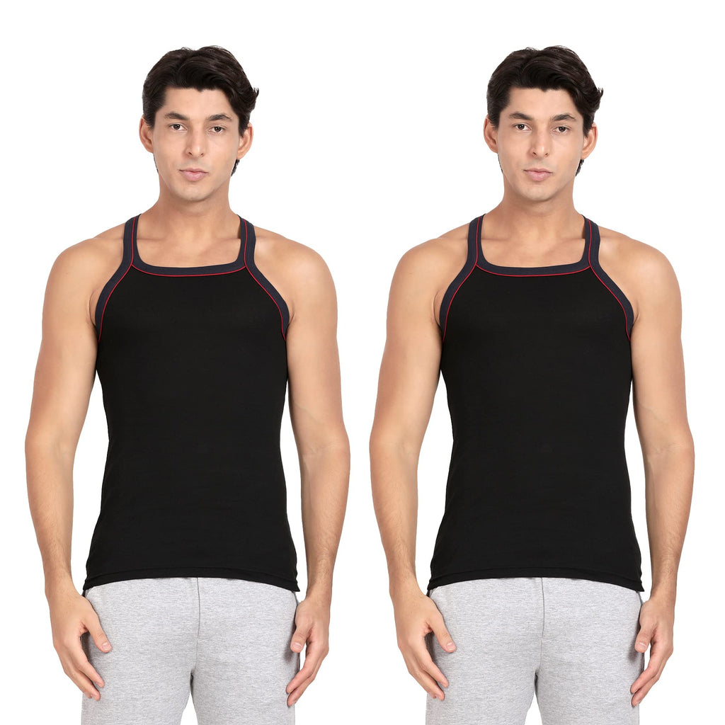 Pepe Jeans Innerwear Cotton Rich Solid Vest For Men - M (Pack Of 2)