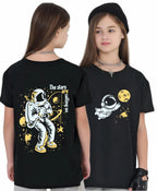 Uniplanet Store GirlS Cotton T Shirt With Round Neck Half Sleeves Graphic Printed Space Theme Regular Fit And Standard Length B