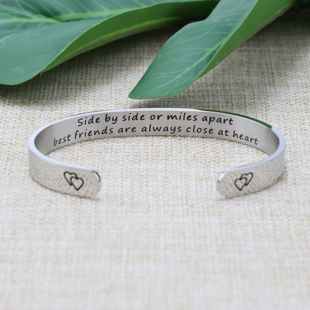 Friendship Gifts for Women Encouragement Birthday Christmas Cuff Bracelets for Friends Handmade Stainless Steel Best Friend Jewe