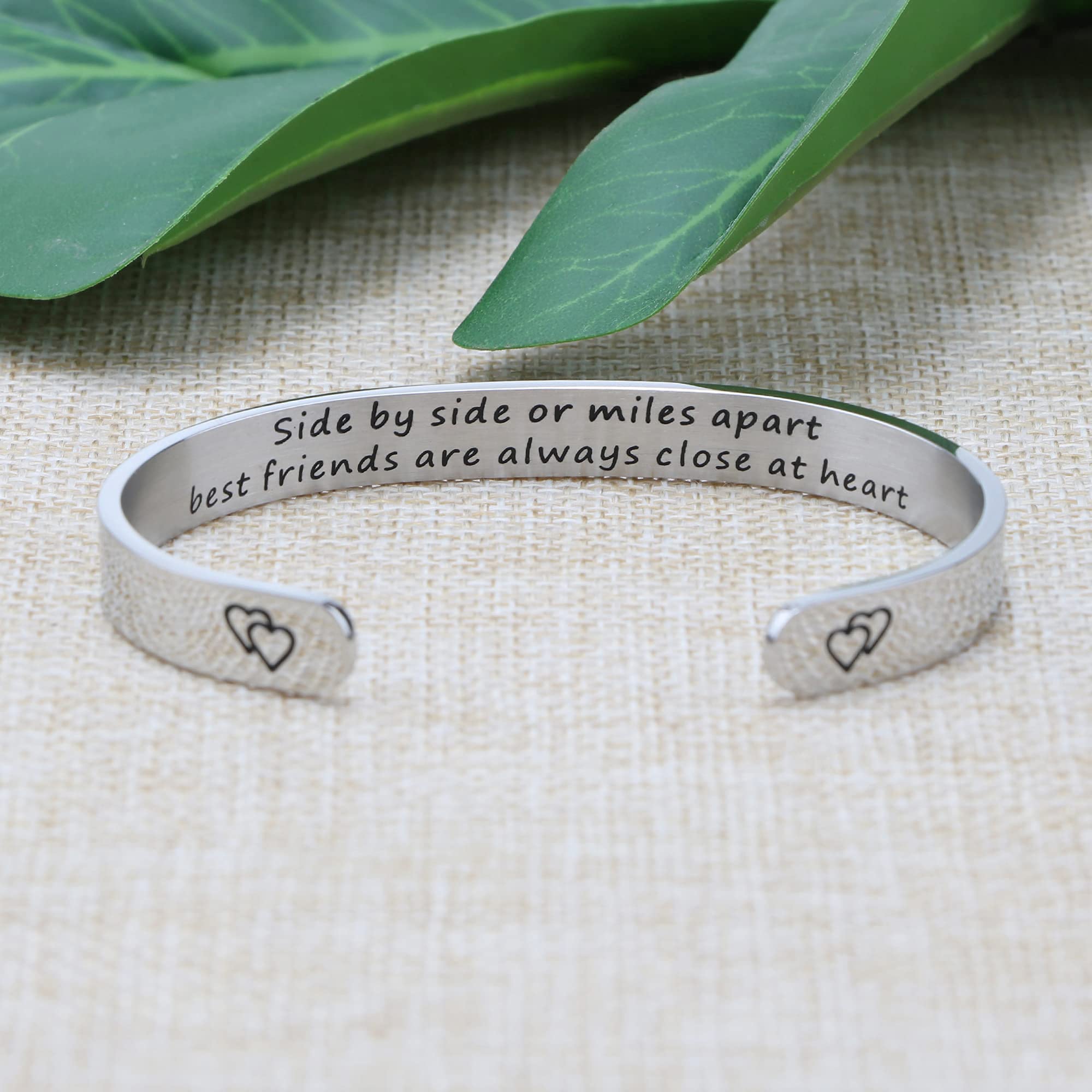 Friendship Gifts for Women Encouragement Birthday Christmas Cuff Bracelets for Friends Handmade Stainless Steel Best Friend Jewe