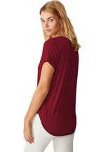 Fabricorn Combo Of Plain Maroon V-Neck And Mustard Yellow Round Neck Up And Down Cotton Tshirt For Women (Maroon And Mustard Yel