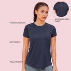 Enamor Womens Solid Relaxed Fit T-Shirt (A313_Navy