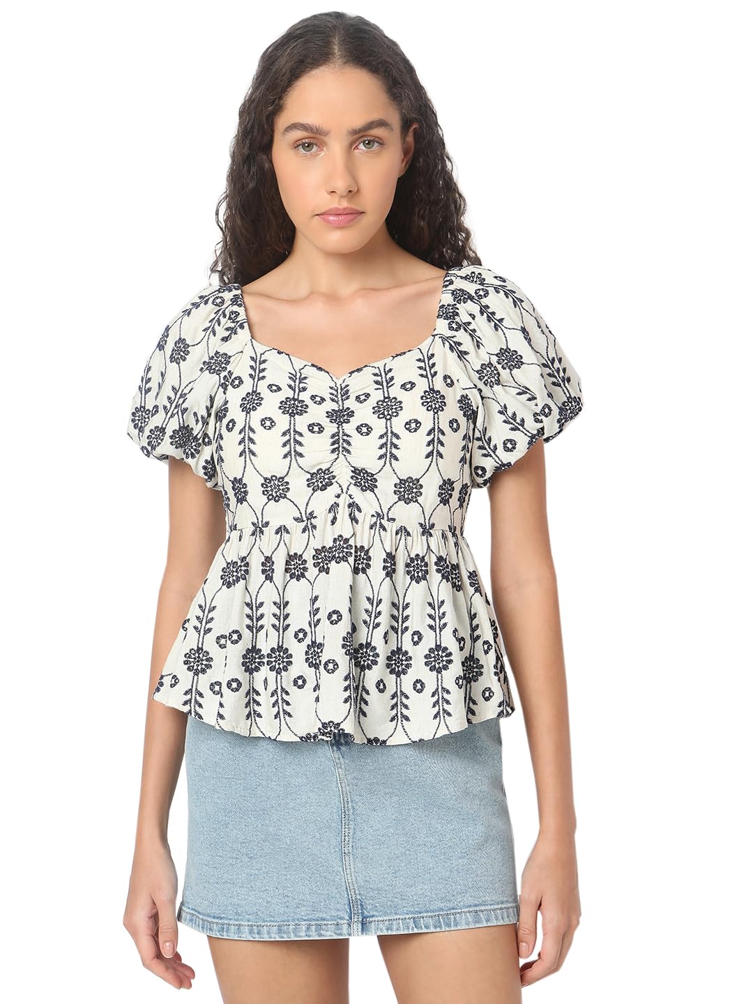 Vero Moda Women Peplum Off White Top