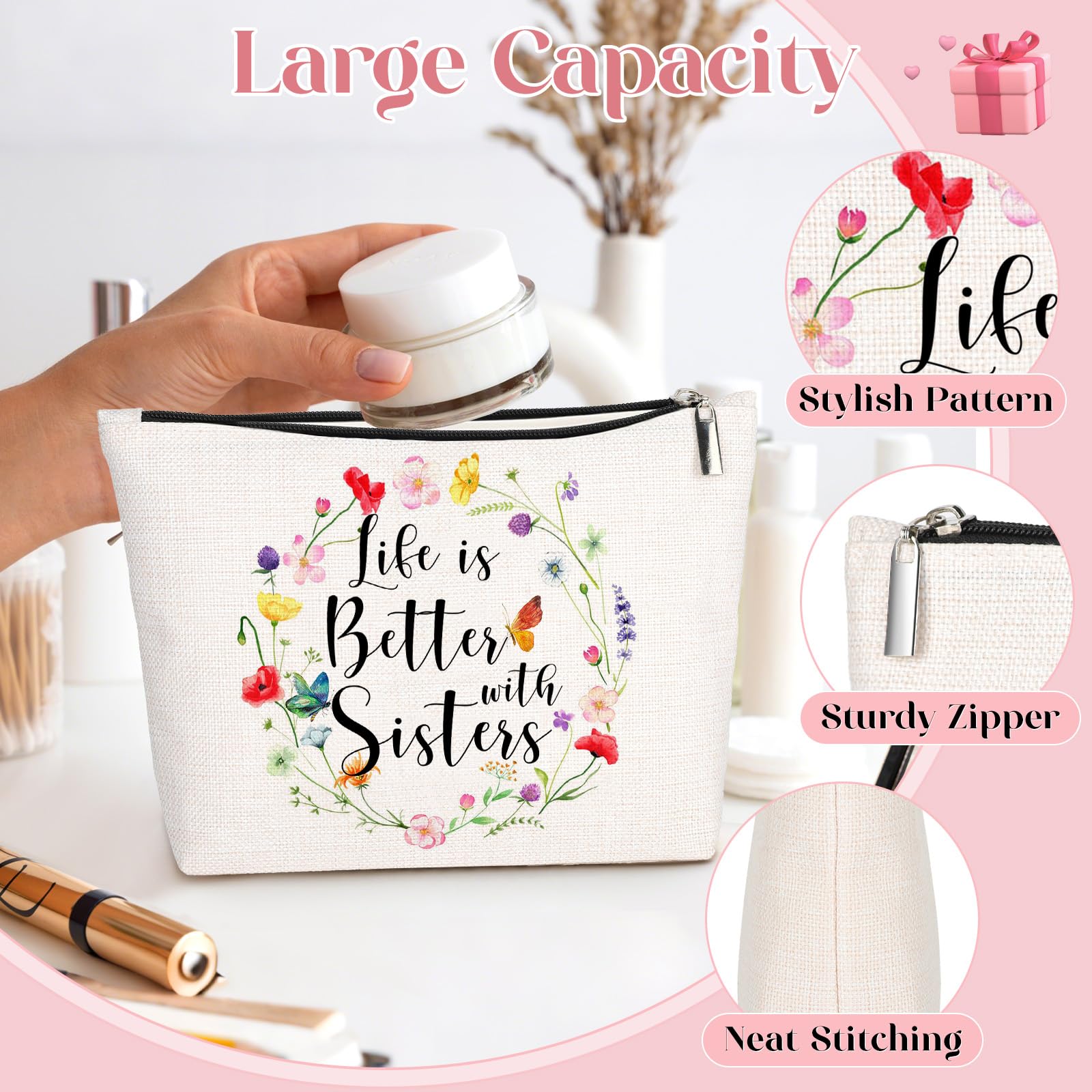 GevGuxLuo Sister Gifts from Sisters -Sister Birthday Gifts -Christmas Gift for Sister In Law Big/Little Sister -Sisters Makeup B