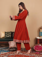 Varanga Women Crepe Zari And Sequins Embellished Lace Detailed Anarkali Kurta Set With Dupatta