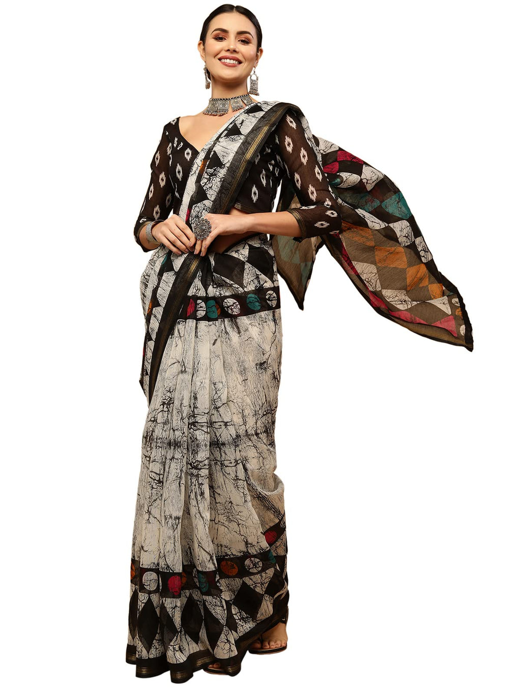 Satrani Womens Knit Cotton Blend Saree
