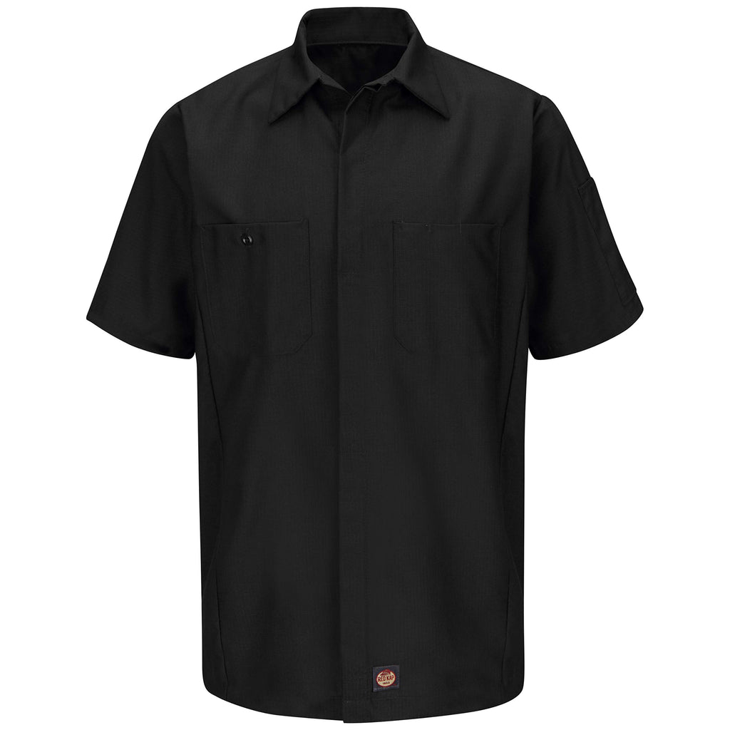 Red Kap Men's Standard Ripstop Crew Shirt, Short Sleeve, Black, X-Large