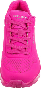 Skechers womens Skecher Street Women's Uno - Night Shades Sneaker, Pink Hot Pink Durabuck Htpk, 7.5 US