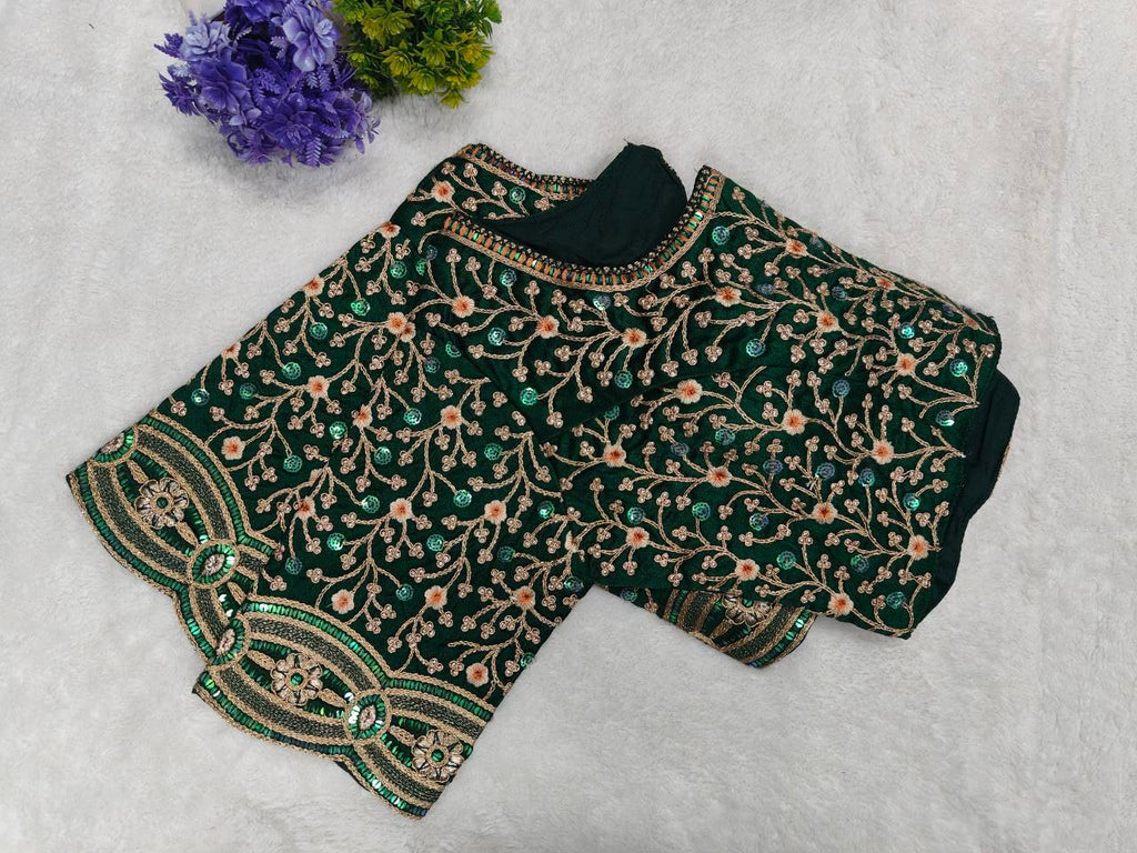 Pujia Mills WomenS Readymade Bridal Embroidery Golden Coding Multi Sequin Thread Work Indian Ethnic Designer Stitched Half Slee