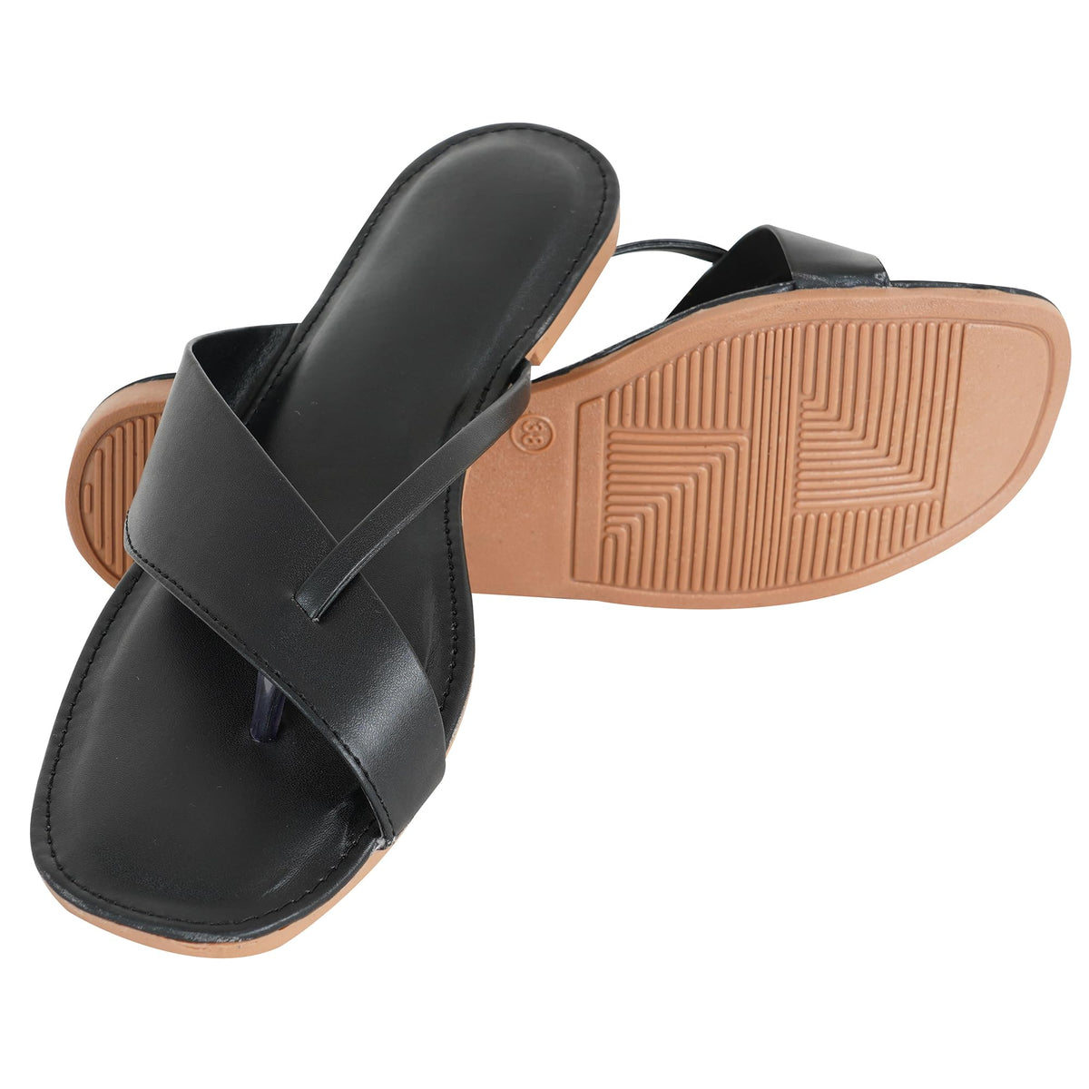 IndieStride Flipflops for Women and Girls Daily Use Slipper Casual Flip Flops sandal, Color  BLACK, UK Size 7 7
