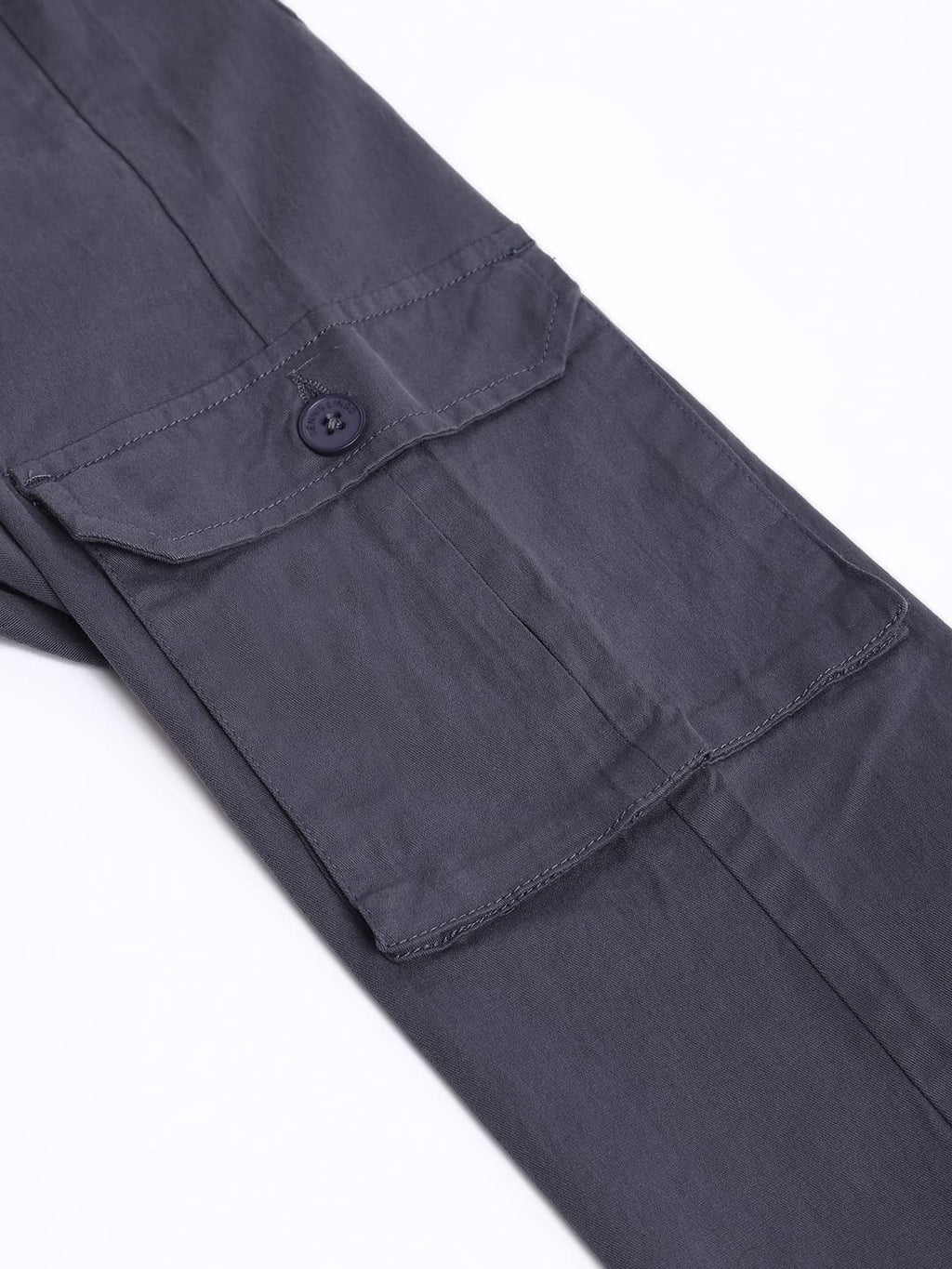 Dennis Lingo Mens Solid Cotton Casual Mid Rise Ankle Length Multi-Pocket Tapered Fit Stretchable Cargo Pant/Trousers (Steel Gre