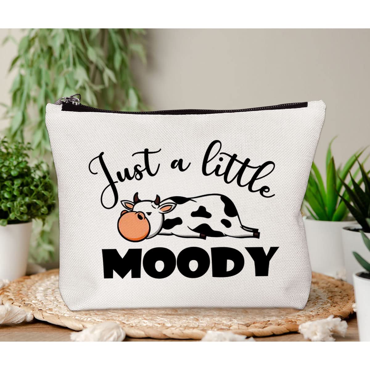 BiuNiuring Cow Gifts for Cow Lovers, Cow Gifts for Women, Cow Accessories Cosmetic Bag, Cow Makeup Bag, Who Loves Moody Cosmetic