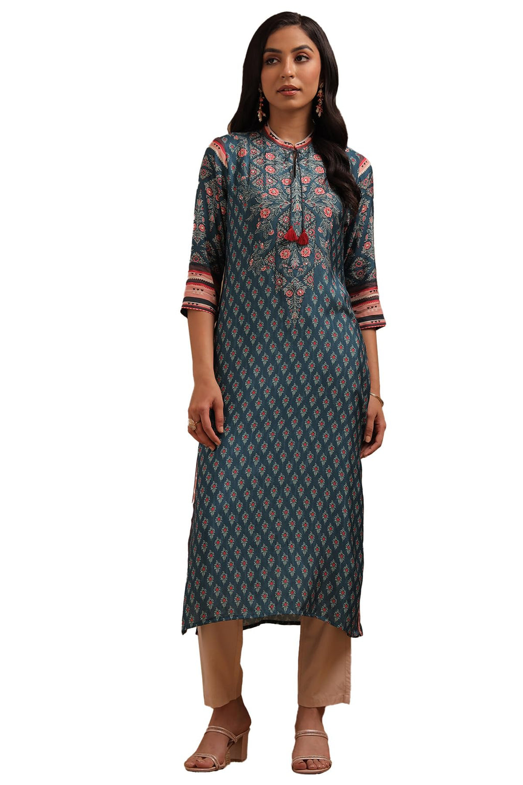 Soch Women Muslin Floral Print Kurta Sequins